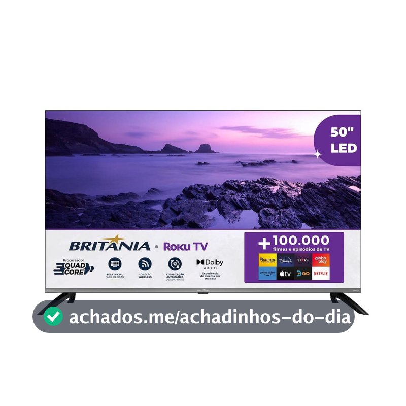 Smart TV 50 4K UHD B50CRA Roku TV HDR10 Dolby Audio Britânia