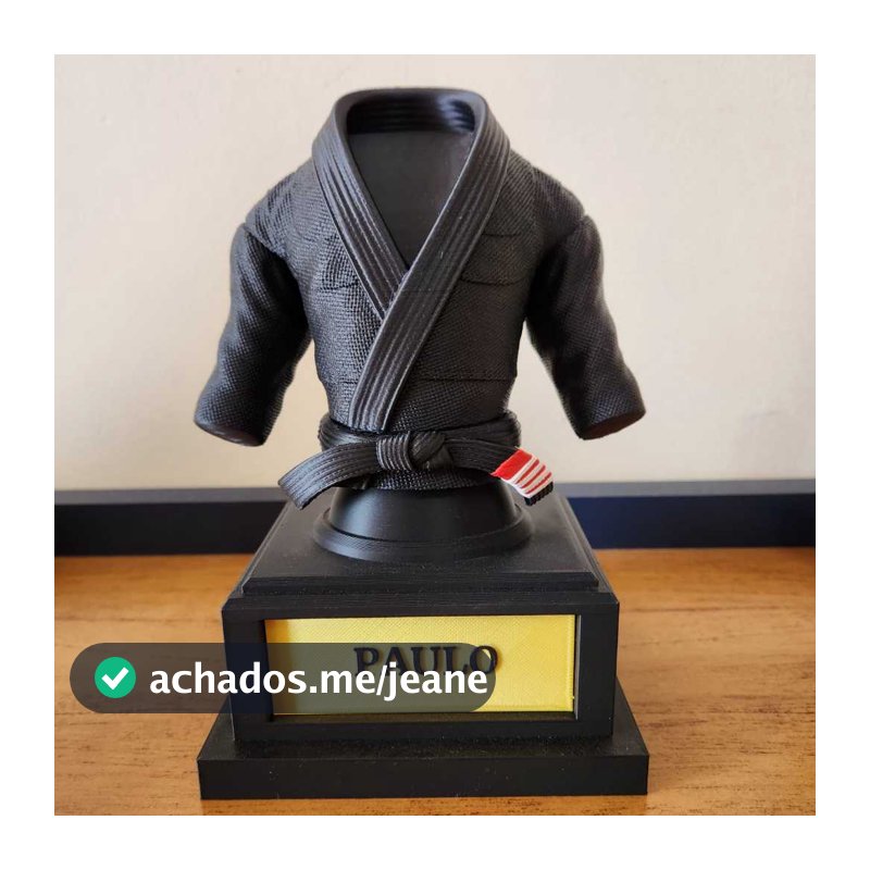 Troféu kimono personalizável jiu-jitsu judô karatê decoração brinde graduação premiação lembrancinha