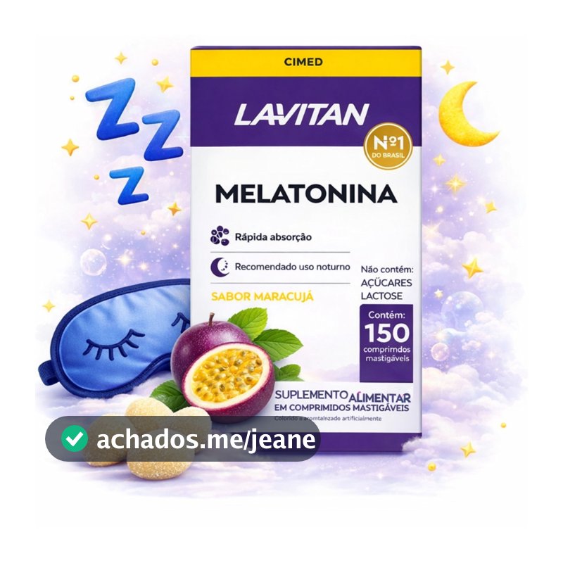 Melatonina Maracujá 150 Comprimidos Mastigáveis Lavitan Suplemento Alimentar