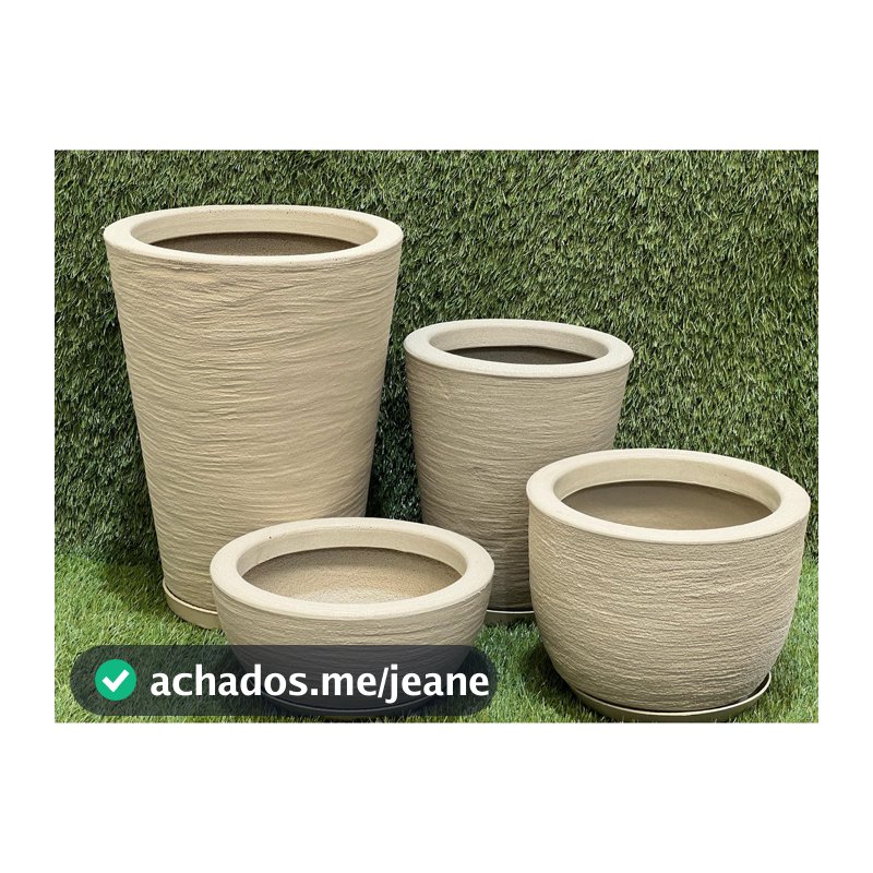 Kit 4 Vasos Planta Flor Polietileno Coluna Redonda N1 N2+ Bojo N1+ Bacia N1 Com Pratos