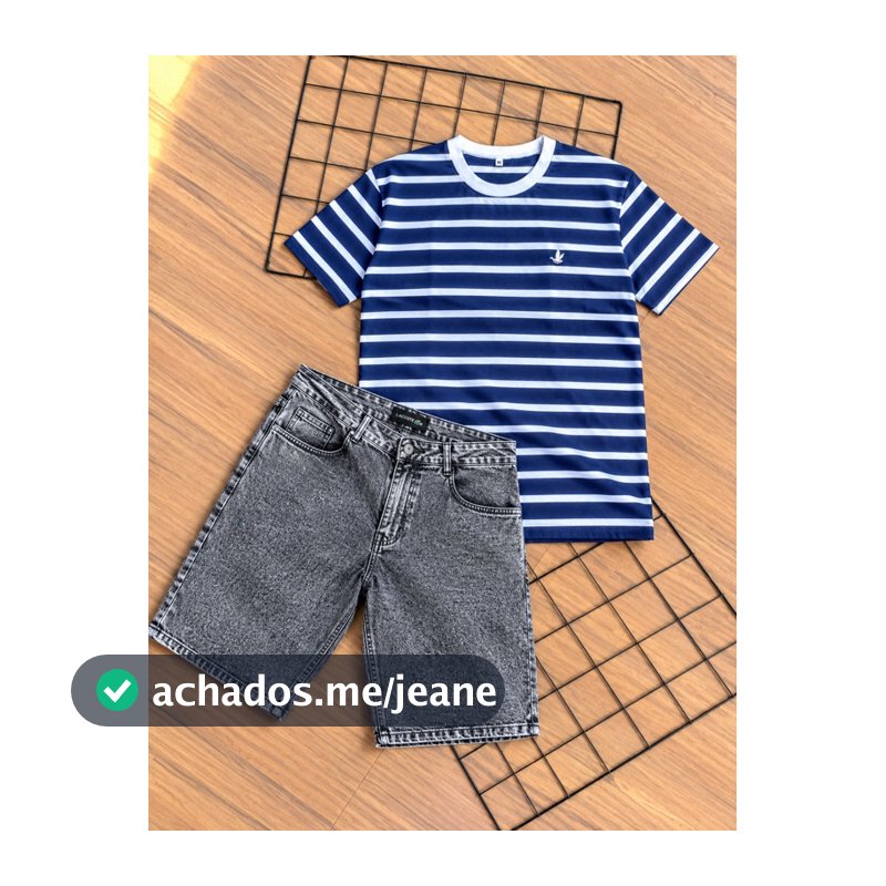 Kit Bermuda Jeans + Camiseta Masculina | Conjunto Casual Confortável para o Dia a Dia