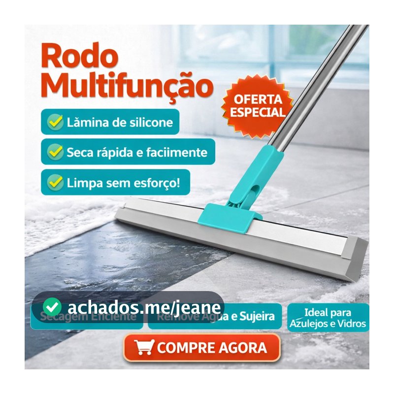 Rodo Mágico De Silicone Com Gancho – Seco E Molhado, Para Piso E Vidro, Dupla Função