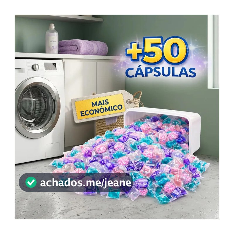 Kit 50 Cápsulas Para Lavagem Limpeza Roupas Macias Cheirosas - XL