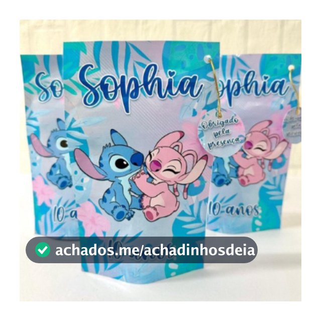 Saquinho Metalizado Personalizado 10x15 cm Stitch l Saquinho para Lembrancinha Fazemos todos os temas