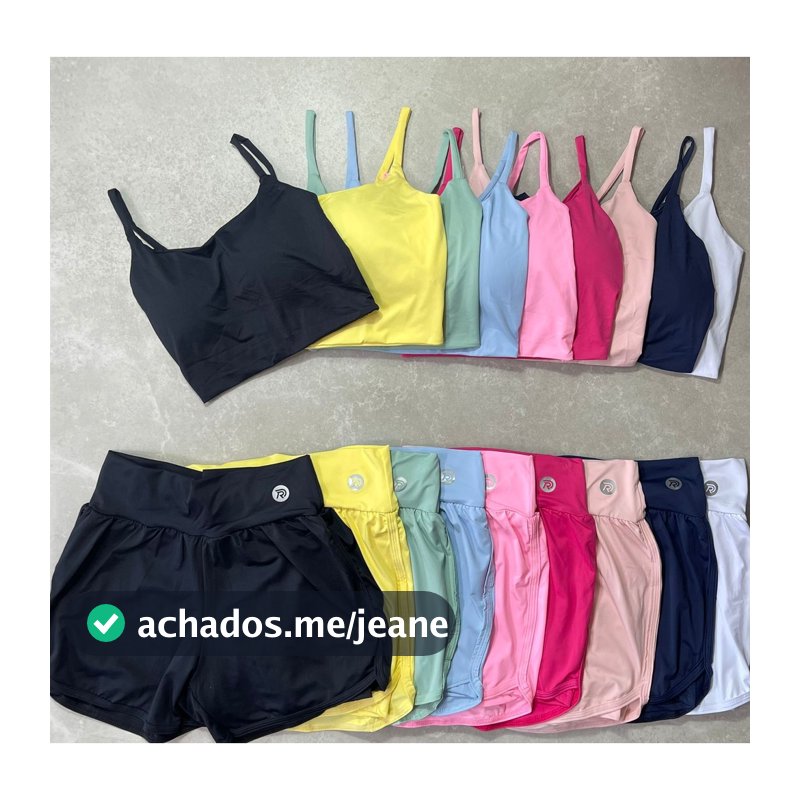 Conjunto Short Duplo Dryfit+Top Alcinha Com Bojo Poliamida Para Atividade Física No Geral Academia Corrida Treino