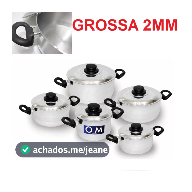 Jogo de Panelas 2mm 5 Pçs Alumínio Polida Espelhada Grossa + BARATO Grande Aluminio Resistente Forte