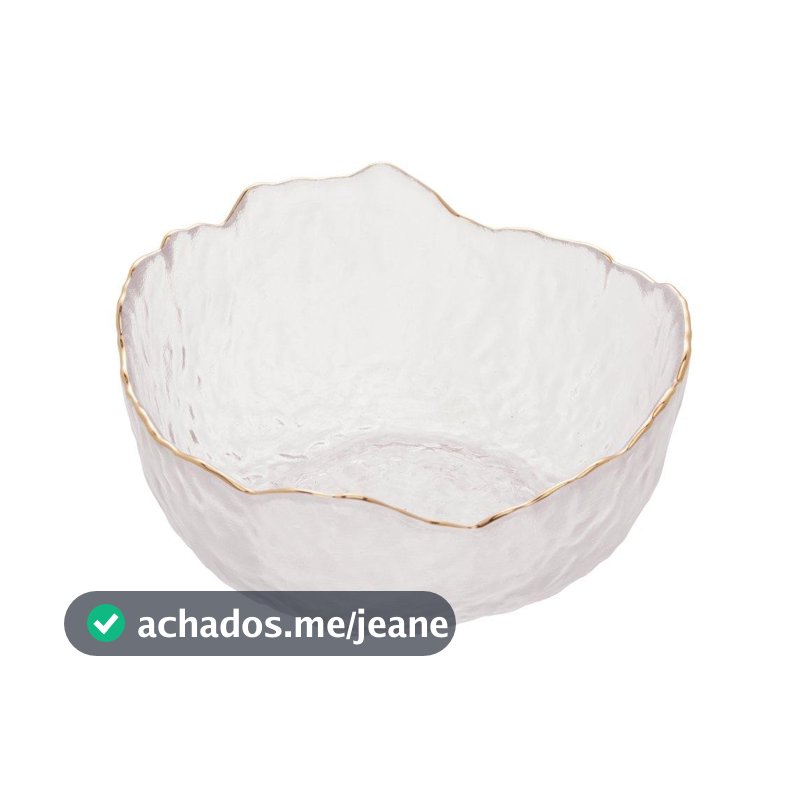 Bowl de Cristal Martelado 13cm com Borda Dourada Wolff Taj para Sobremesas, Entradas e Petiscos