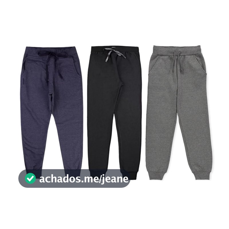 Kit 3 Calças Premium Moletom Infantil Juvenil Com Punho Bolso Cordão Flanelada Luxo
