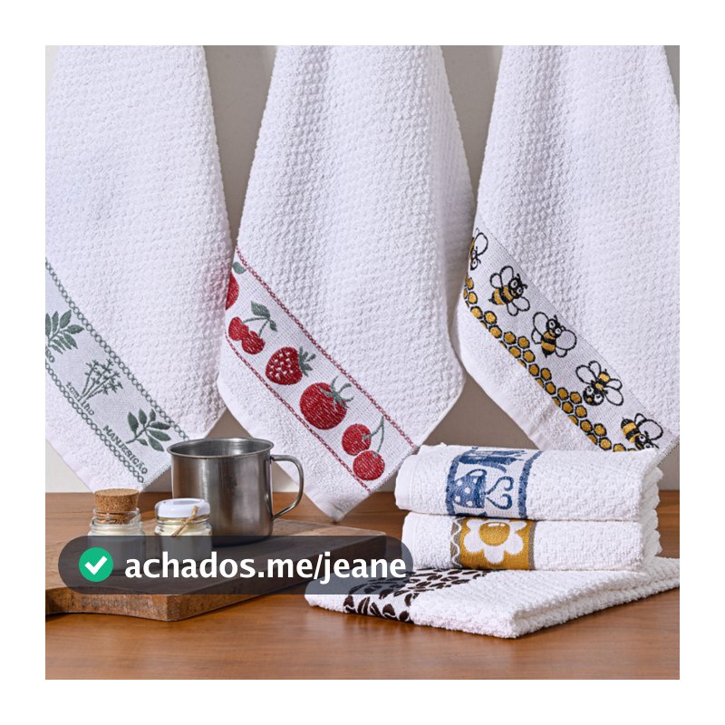 Pano De Copa Kit 5 ou 10 Toalhas Prato Felpudo/Atoalhado - Jacquard - 100% Algodão - 45cm x 70cm