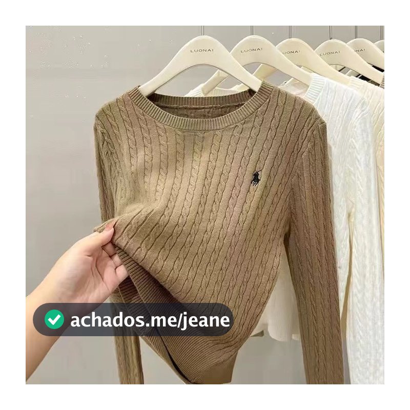 Mulheres Bordadas Malhas Outono Inverno Frito Manga Longa Camisola Casual Topo Primavera