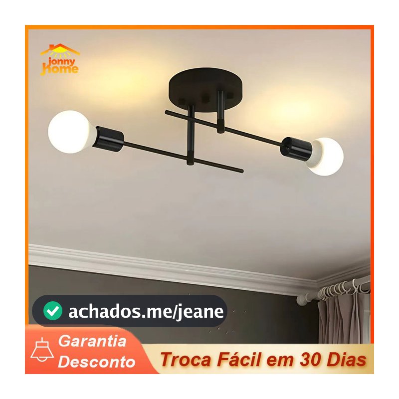Luminária Lustre Teto Moderno 2 Lâmpada para Sala de Jantar e Quarto Iluminação Decorativa