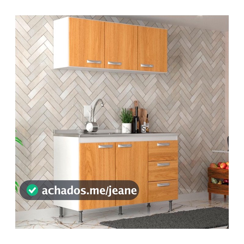Cozinha Compacta Ipanema 5 PT 3 GV Branca e Cinamomo