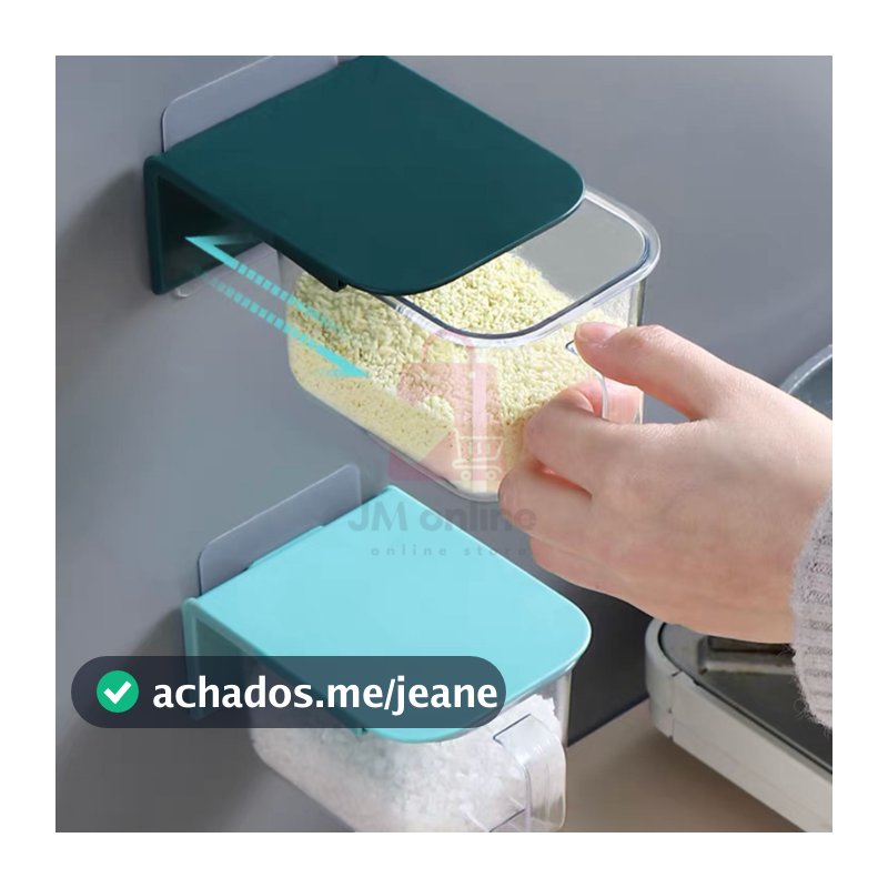 Porta Tempero de Parede 400ml com Adesivo Suporta 2kg Organizador de Cozinha Condimentos com Colher