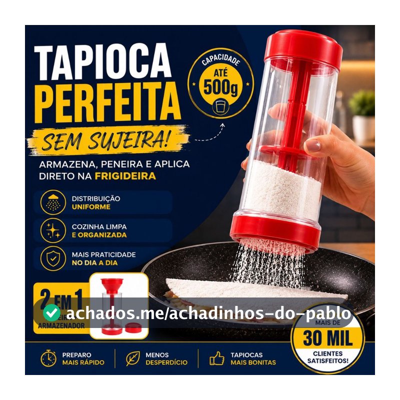 Tapioqueira 2 em 1 | Peneira + Armazenador de Tapioca | Praticidade Sem Sujeira na Cozinha - BARUCH