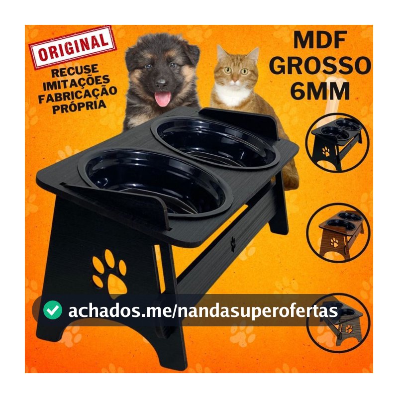 Comedouro Bebedouro Pet Elevado Para Gato e Cachorro Com TAMPAS