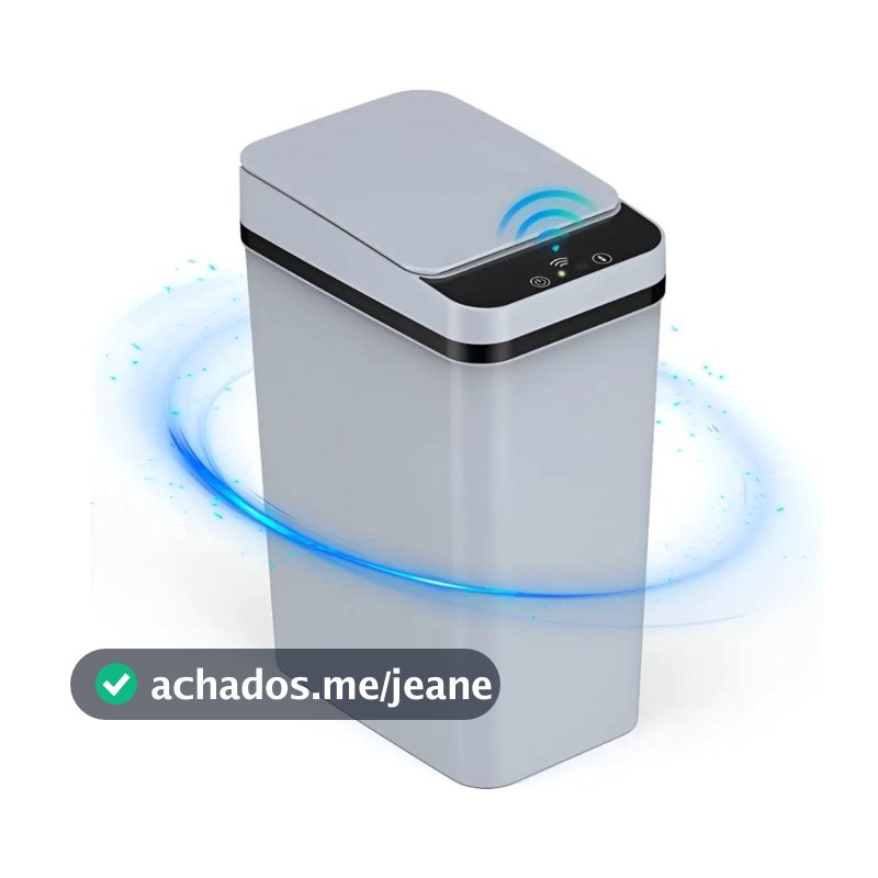 Lixeira Inteligente 12L Automática Sensor Sem Toque Cinza Cozinha Banheiro