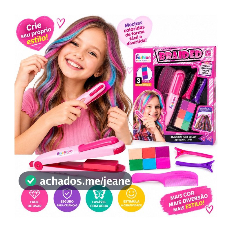 Kit Mechas Salão de beleza brinquedo menina criança camarim faz de conta Pinta cabelo