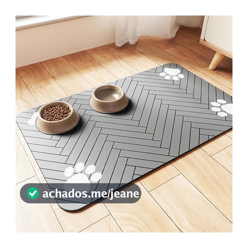 Tapete Pet Comedouro Cão/Gato, Anti-Respingos, Absorção Rápida, Secagem Imediata, Fácil Limpar