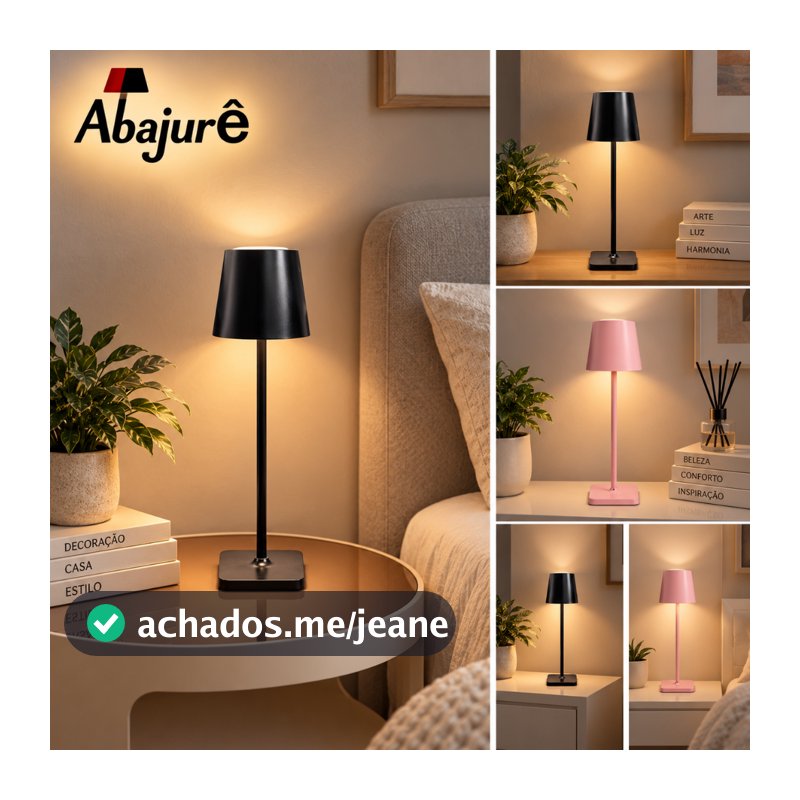 Abajur De Led Moderno Luminária De Mesa Escrevaninha Preto Rosa USB Recarregável 3 Em 1 Cinderella