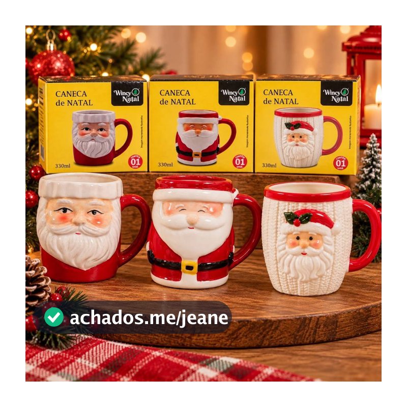 Caneca de Cerâmica Papai Noel 3D 330ml