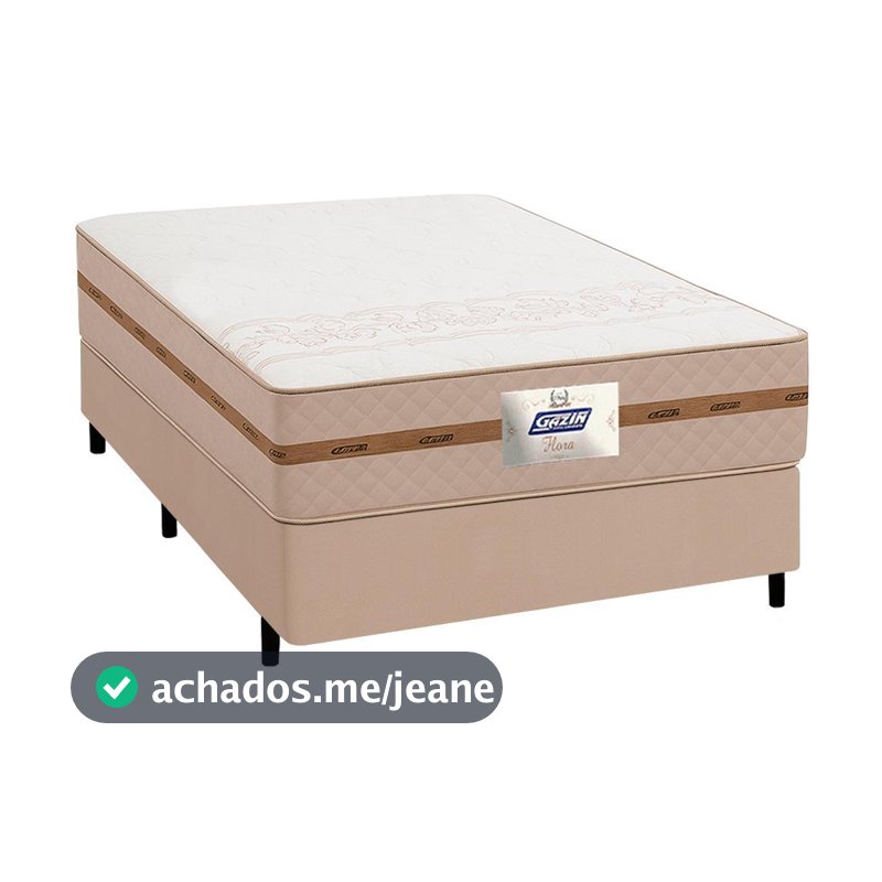 Cama Box Casal Colchão Molas Flora Bege 138x188x58cm