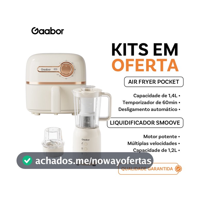 [Oferta Combinada]Gaabor Air Fryer 1,4L Controle de Temperatura Timer Unico + Eletrodomésticos de cozinha