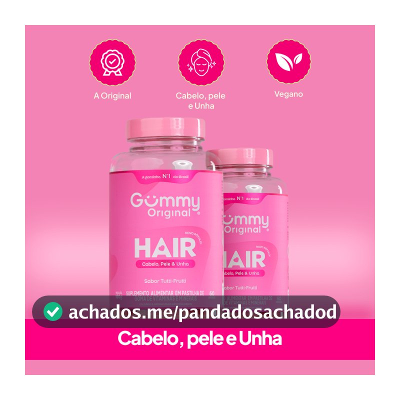 Kit 2 Gummy Hair Suplemento Vitamina Para Cabelo E Unhas Em Goma