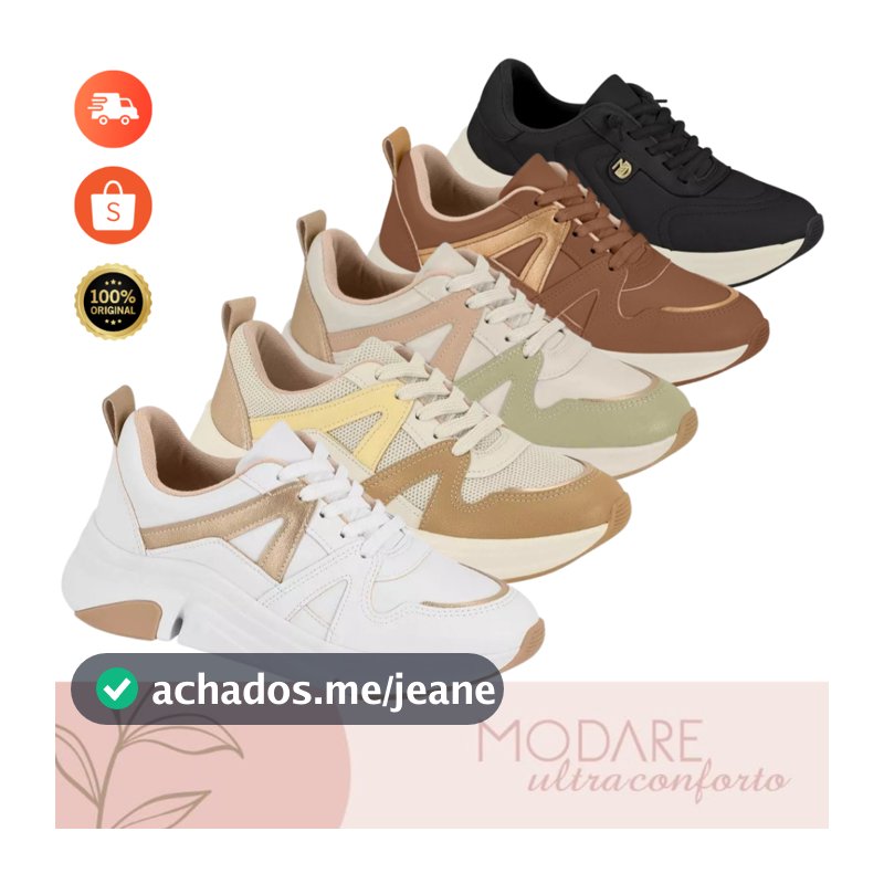 Tênis Modare Sneaker Feminino Conforto Extra Palmilha Maxxi Leve Antiderrapante Casual Dia a Dia