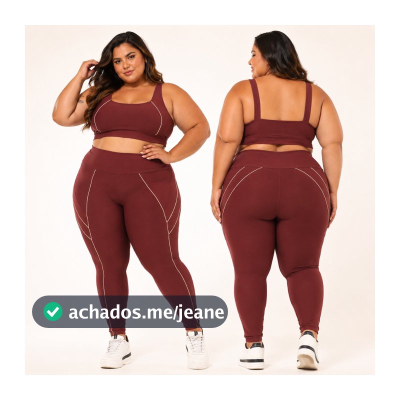 Conjunto Fitness Plus Size Feminino Top e Legging Cintura Alta Zero Transparência Suplex