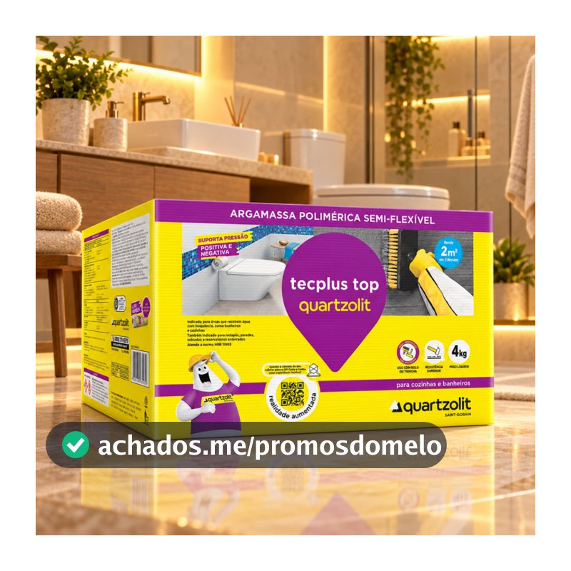 Impermeabilizante Tecplus Top Quartzolit 4kg Argamassa Cimentícia Laje Banheiro Piscina Parede Contra Umidade