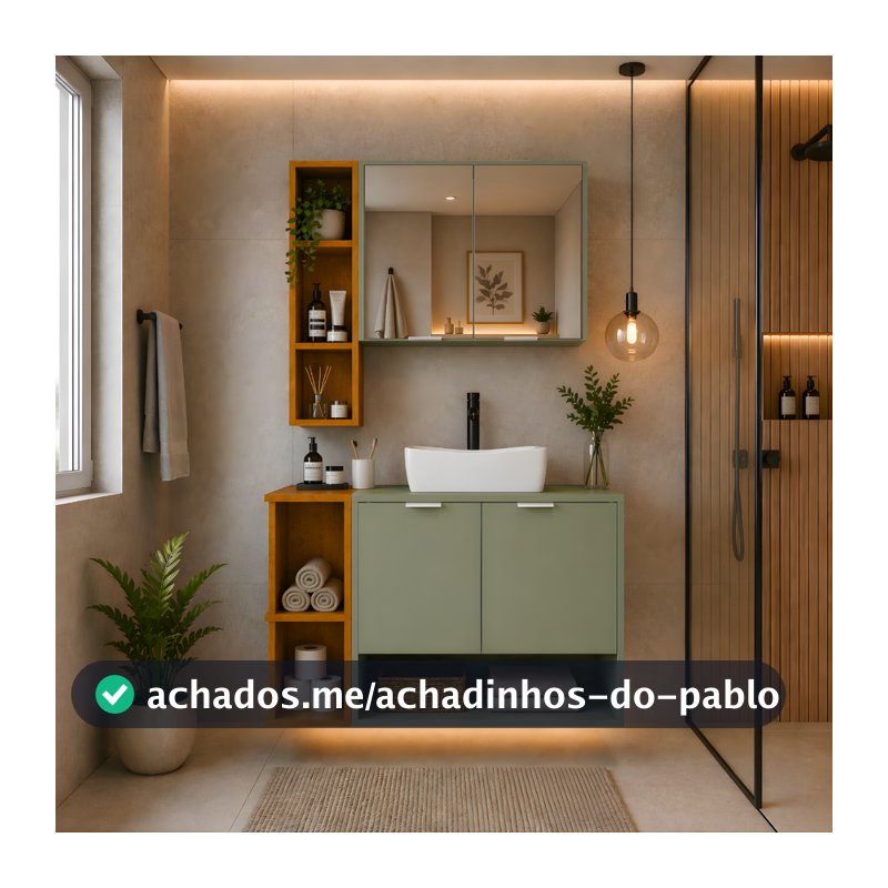 PROMOÇÃO Armário Para Para Banheiro Gabinete 2 Portas Suspenso Espelheira Com Cuba Nichos Moderno