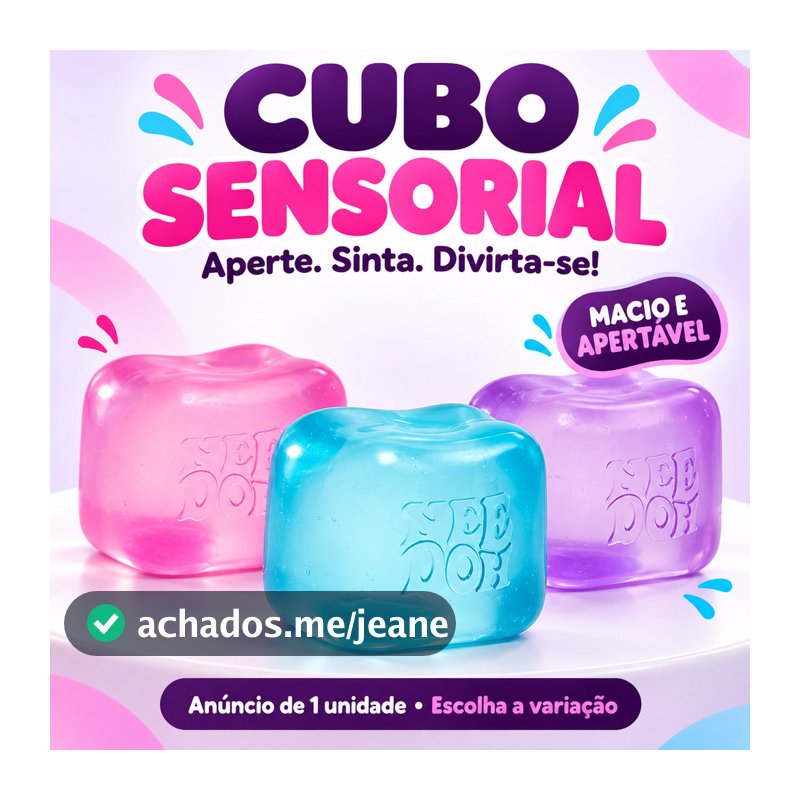 Cubo Sensorial Antiestresse Squishy Macio e Apertável Rosa Roxo Azul Brinquedo Kit 1 2 3 Unidades
