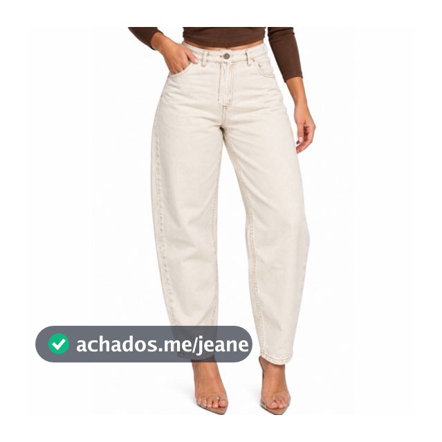 CALÇA JEANS MODELO MOM COR OFFWHITE