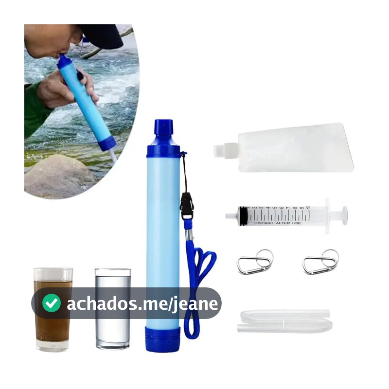 Purificador de Água Portátil | Para Acampamento, Caminhadas e Sobrevivência de Emergência | Filtro Eficiente