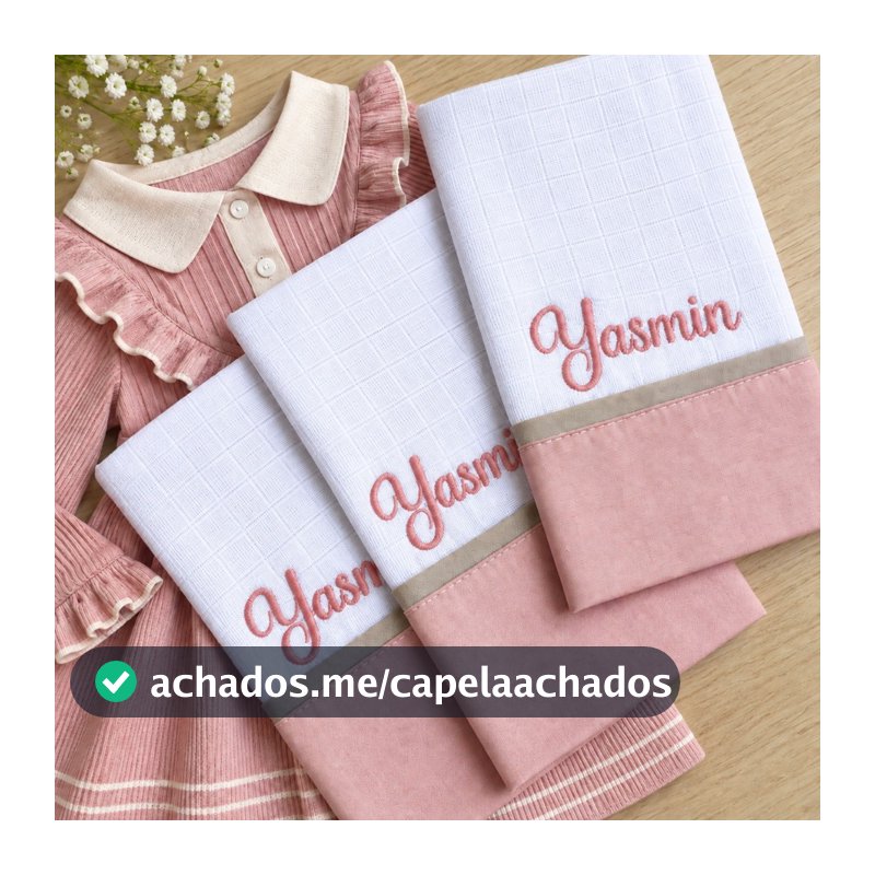 Fralda de Boca e de Ombro Personalizada com nome Bordado | Presente Bebê | Enxoval Recém Nascido 100% Algodão