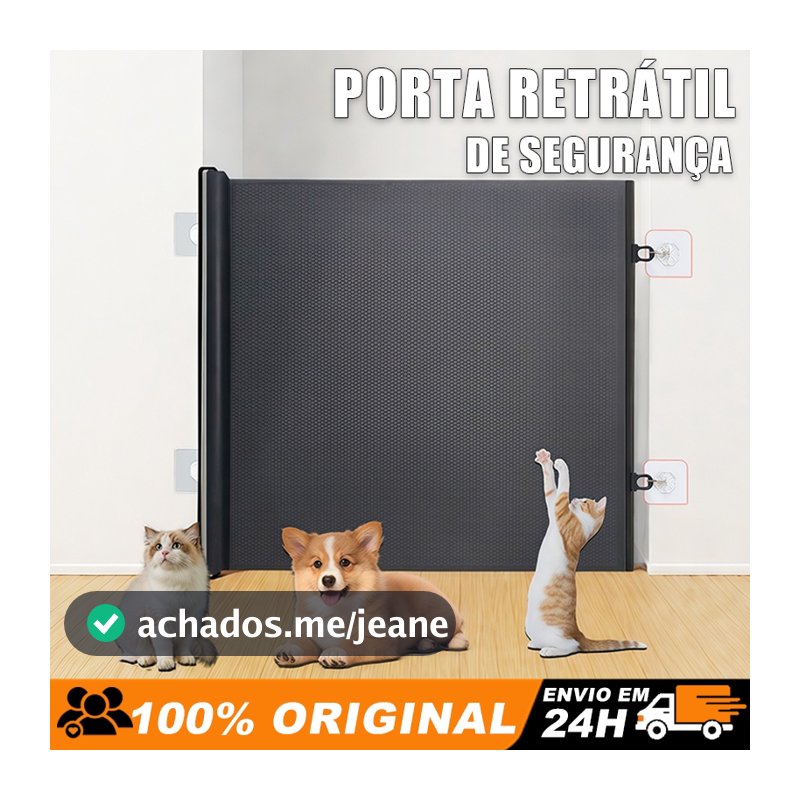 Tela de Proteção Retrátil Anti-pulo para Cachorro e Gato Ajustável 110cm/150cm/180cm