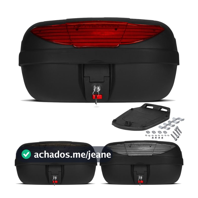 Baú Bauleto Moto Smartbox 2 45 Litros Preto Com Conjunto Fixação Vermelho Fumê e Cristal - Pro Tork