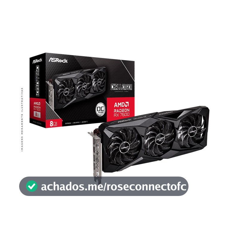 Placa de vídeo AMD Radeon ASROCK RX7600 8GB Challenger Pro OC GDDR6 128Bits 90-GA62ZZ-00UANF