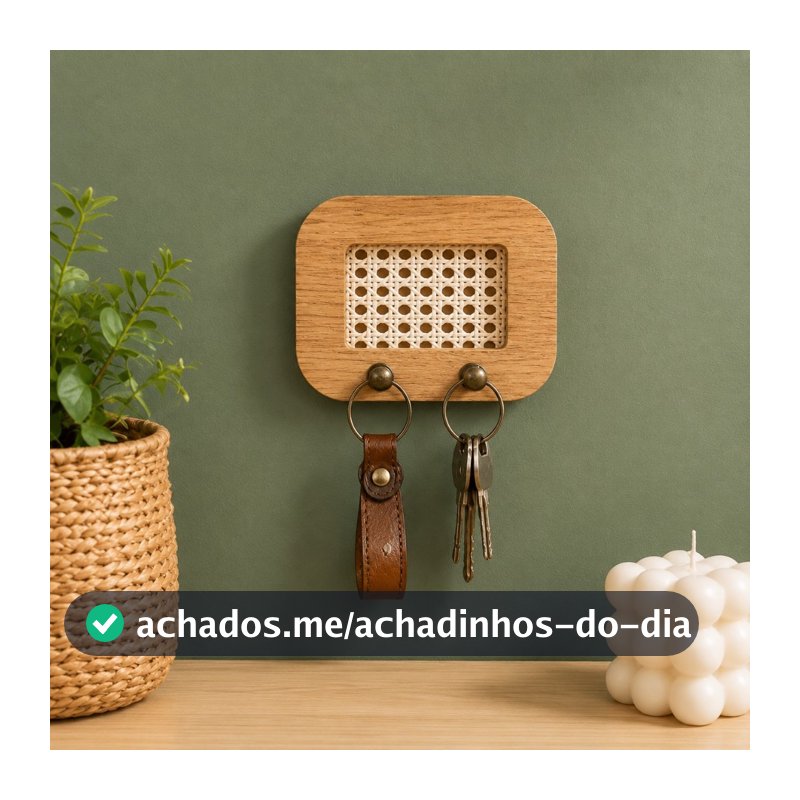 Mini Porta Chaves MDF com Palha Indiana | Fácil Instalação