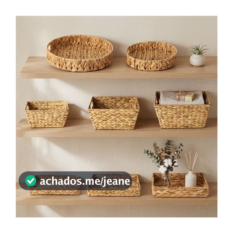 Cestos Fibra Natural Seagrass Organizador Multiuso Paramount Vaso Cesta Palha