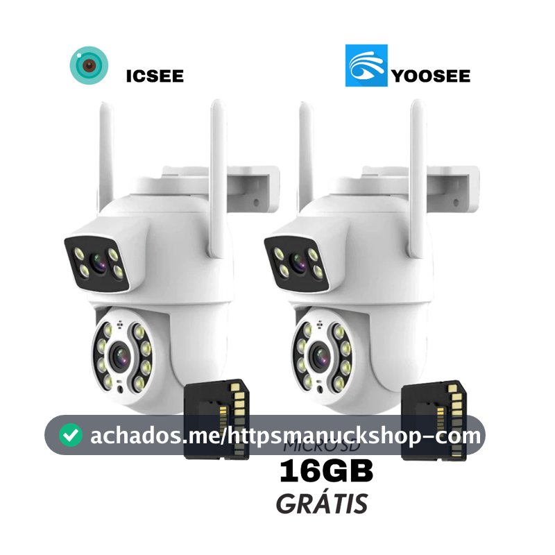 Câmera De Segurança Lente Dupla IP66 Wi-Fi 360° Sensor Movimento Visão Noturna+MICROSD 16GB