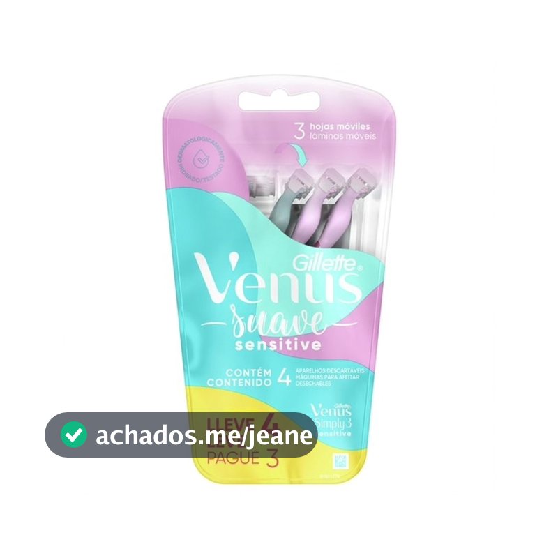 Aparelho de Depilar Gillette Venus Suave Sensitive Leve 4 Pague 3 Unidades