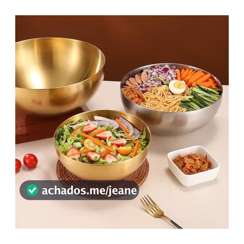 Tigela Bowl Aço Inox Dourado 15cm,20cm,24cm,28cm Bacia Multiuso Cozinha