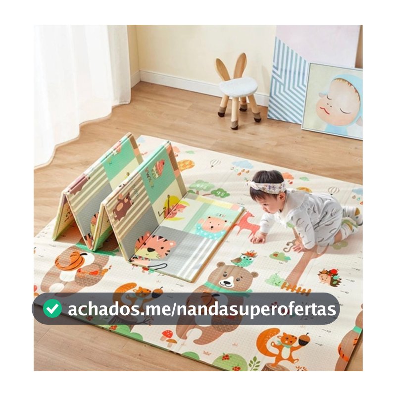 TAPETE TATAME INFANTÍL 200cmx180cm x7mm Bebê Dupla Face Emborrachado