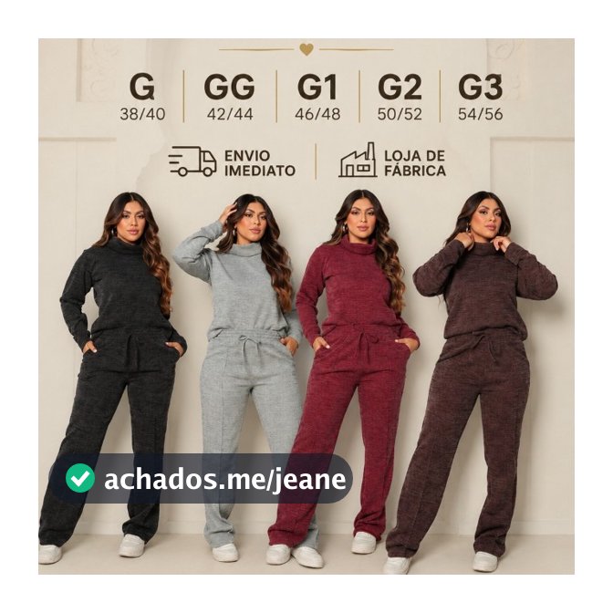 Conjunto Feminino Malha Rib Blusa Gola Alta E Calça