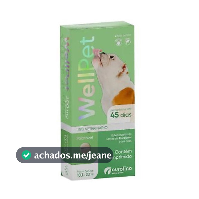 Wellpet 200mg Antipulgas Carrapatos Cães 10-20kg Fluralaner