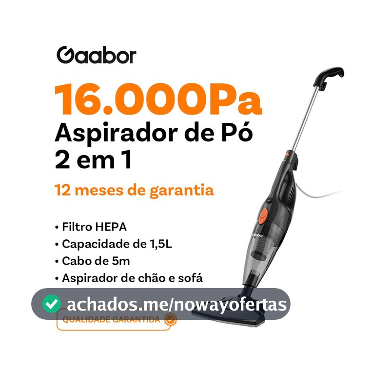 Gaabor Aspirador de pó portátil 2 em 1 com fio e haste de pressão sucção forte de 16000Pa dust off GVCW-M15A