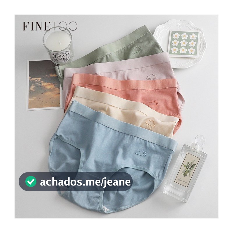 Finetooo Calcinha Pura De Algodão Para Mulheres Cintura Média Japonesa Minimalista Respirável