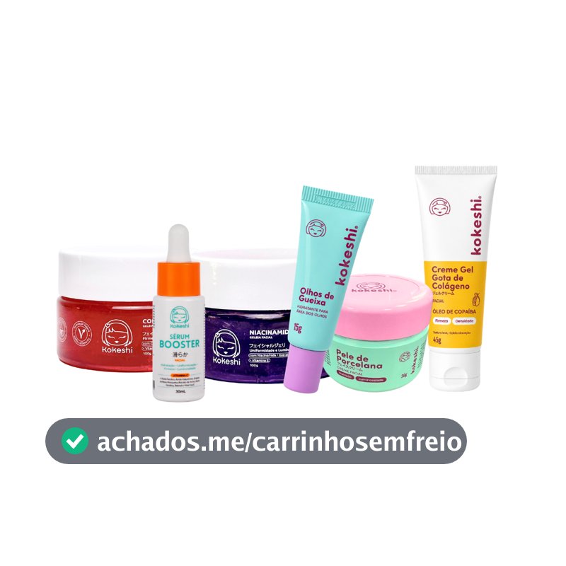 Kit Skincare Kokeshi Cosméticos Completo 6 Itens Hidratação e Tratamento Facial