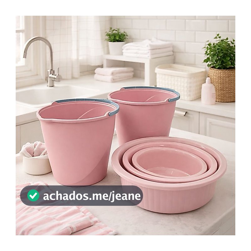 Kit 2 Baldes 3 Bacias Coloridos Lavanderia Roupas